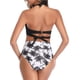 thumbnail image 5 of Traje de baño vintage para mujer, bikini retro de dos piezas con cuello halter fruncido y cintura alta, 5 of 7
