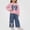 Pink, variant on NAISIBABY Girls’Outfit Sets, Chic Casual Bow Crewneck Long-Sleeve Sweatshirt Jeans with Functional Pockets 2PC Sets Pink Size 2T