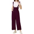 thumbnail image 1 of INSPIRE CHIC Combinaison Droite Taille Haute à Boutons pour Femmes TP Rouge Violacé, 1 of 7