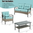 thumbnail image 2 of 4 Piece Patio Furniture Set, All Weather Outdoor Sectional Sofa Manual, Metal & Wicker Frame Patio Conversation Set with Coffee Table & Blue Cushions, 2 of 8