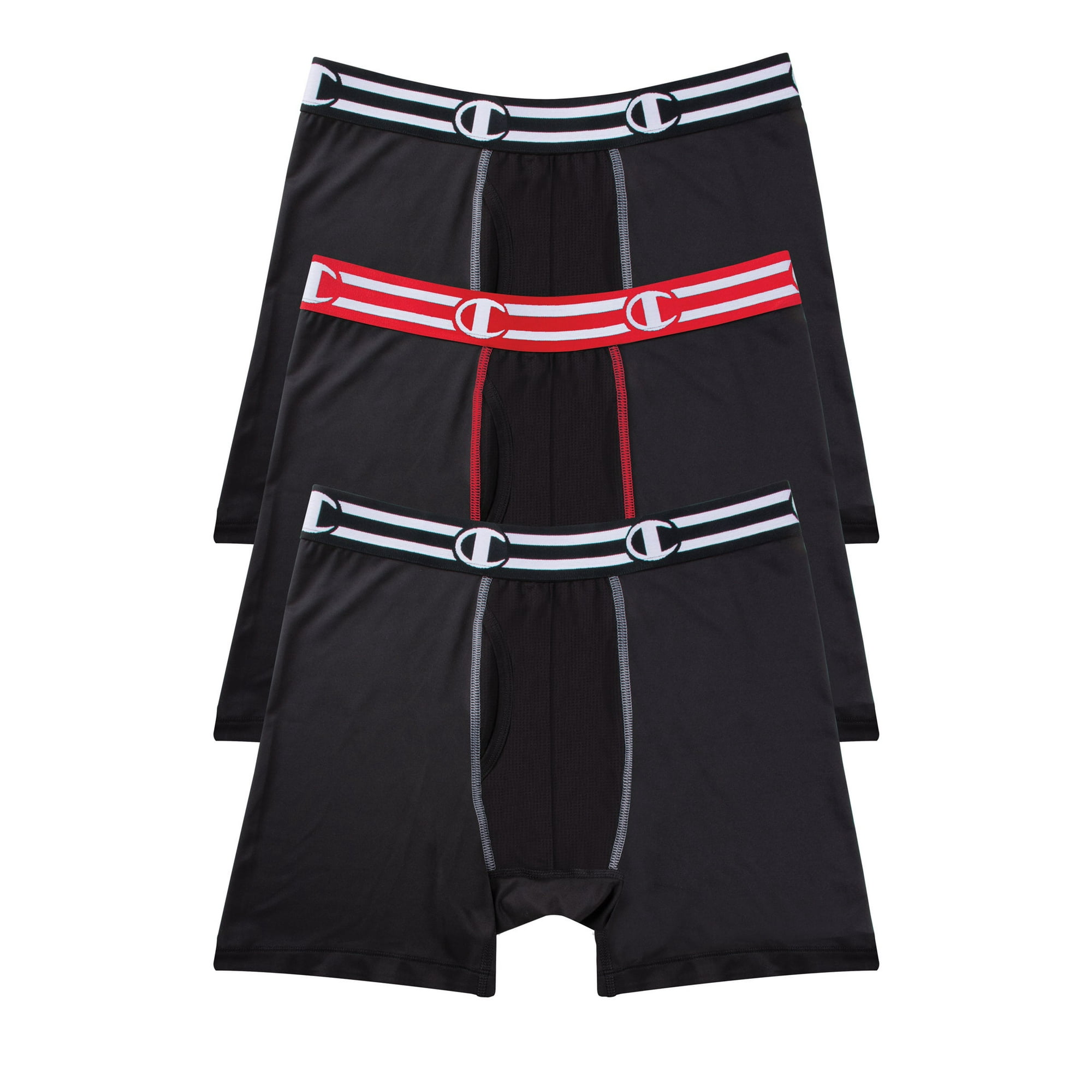 Champion Mens Tech Performance Boxer Briefs 3-Pairs, M, Assorted