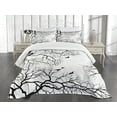 thumbnail image 3 of Ambesonne Nature Quilted Bedspread Set 3 Pcs, Twiggy Tree Branches, King Size, Black and White, 3 of 5