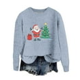 thumbnail image 3 of Nfurl Womens Ugly Christmas Sweaters Cute Xmas Tree Santa Claus Graphic Knit Pullover Sweater Long Sleeve Crewneck Christmas Clothes Blue L, 3 of 5