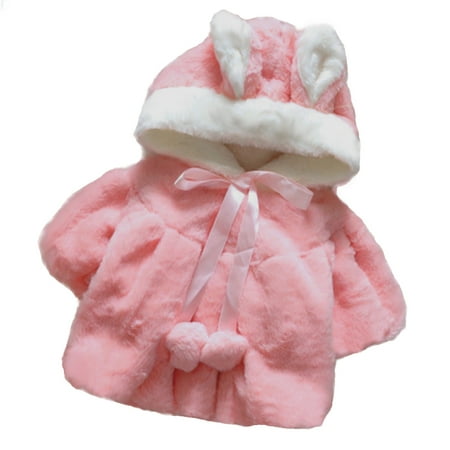 

FRSASU Clearance Toddler Girls Solid Color Plush Ears Winter Hoodie Thick Coat Cloak