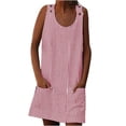 thumbnail image 2 of LOVZFMLL Robes Femmes Mode Vacances Été Col Poches Rayé Quotidien Robe d'Été Sans Manches Fête Plage Robe, 2 of 6