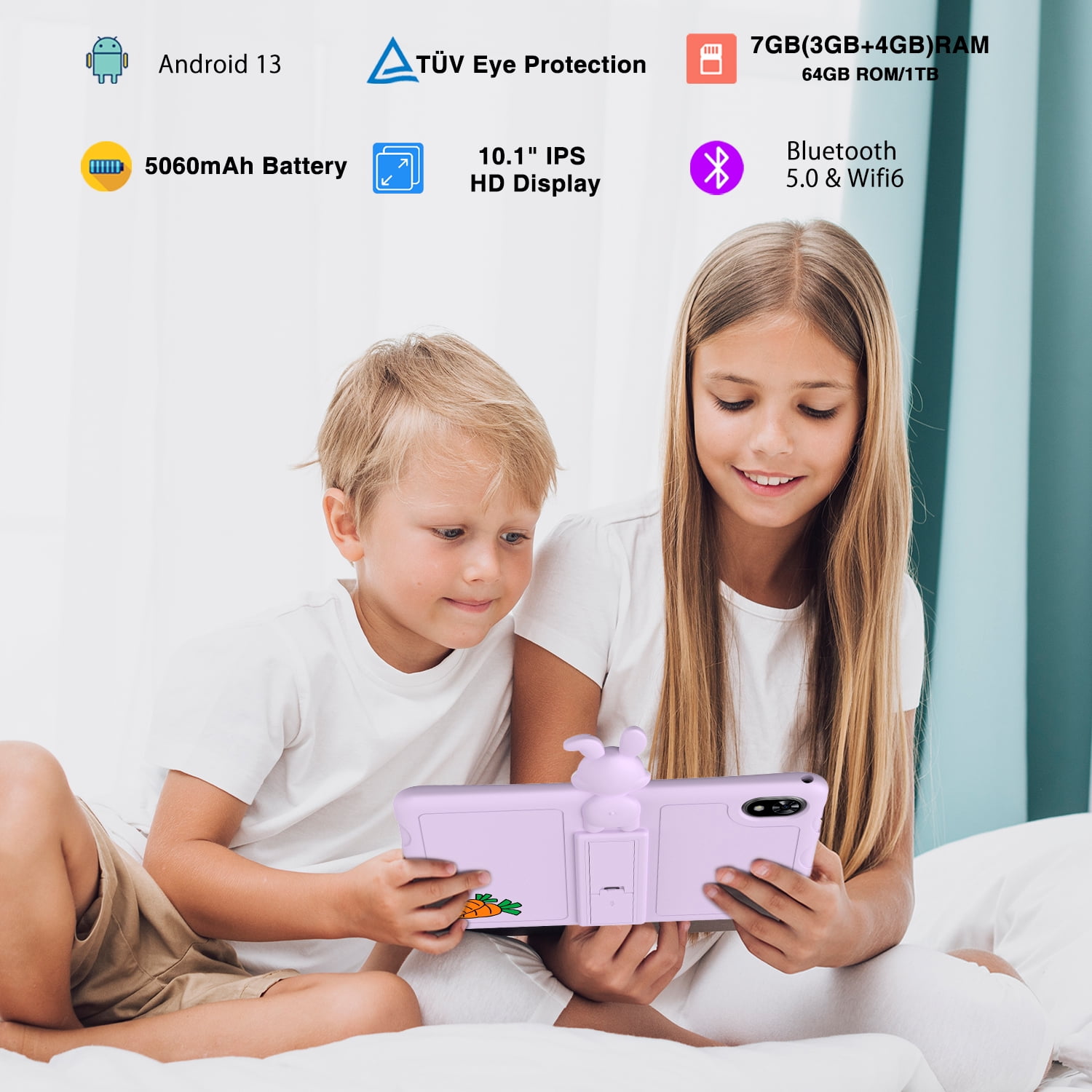 DOOGEE U9 10.1-inch HD Tablet, 64GB, Android 13, Wi-Fi, Macaron Purple