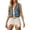 Dark Blue, variant on Womens Chinese Vest Heavy Duty Woven Embroidered Denim Collar Sleeveless Short Top Summer Unique Blue One Size
