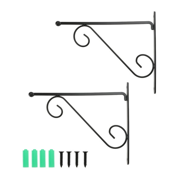 2pcs Plant Hanger with Screws 11.4inch Iron Plant Hanger Hanging Brackets Wall Hooks Black