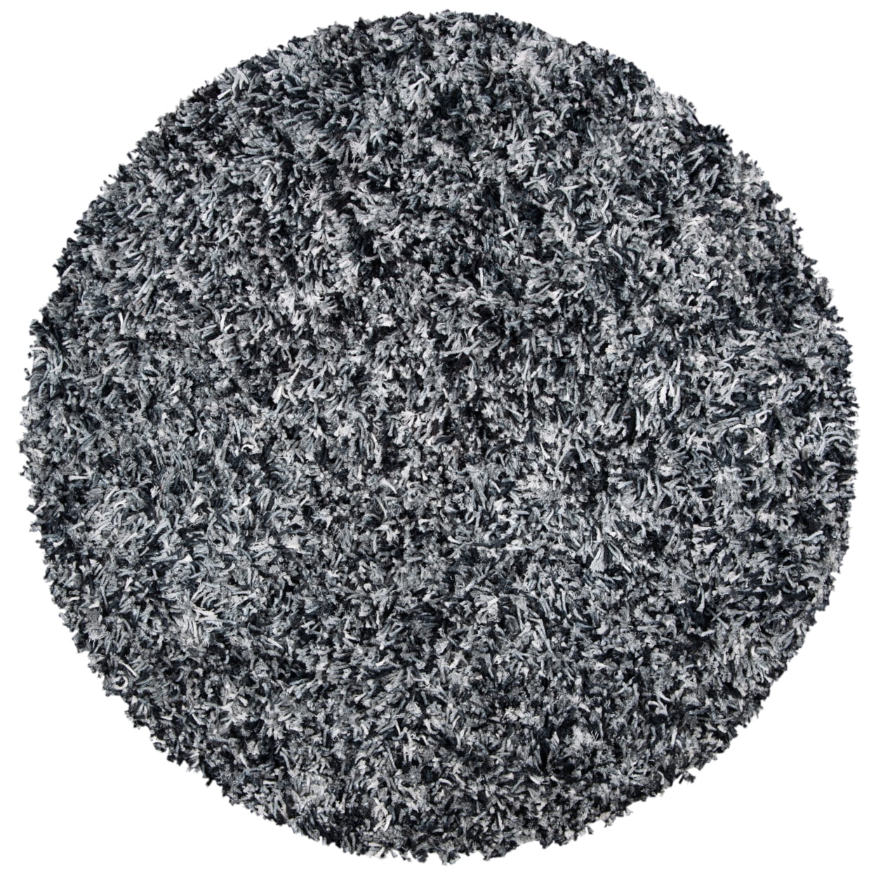 SAFAVIEH Rio Kynaston Solid Polyester Shag Area Rug, Black/Ivory, 6' x 9'
