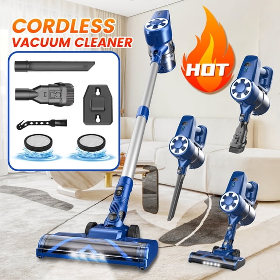 Cordless Stick Vacuum Cleaner, MAX 70KPa Powerful Suction, 45Min Runtime, Anti‑Tangle, 50.72Oz Dust Cup, Rechargeable for Hardwood Floor, Carpet & Pet Hair