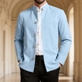 thumbnail image 2 of Txeol Men's Stand Collar Blazers Single Breasted Long Sleeve Suit Jacket Business Casual Button Down Blazer 2025,Light Blue,L, 2 of 10