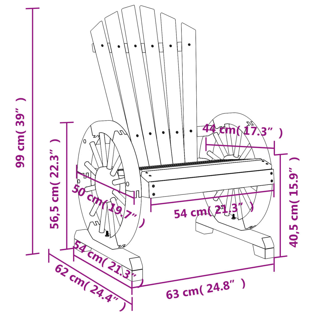 vidaXL Patio Adirondack Chairs 2 pcs Solid Wood Fir