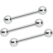 Body Candy Stainless Steel 5mm Ball Barbell Tongue Ring Set of 3