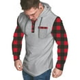 thumbnail image 4 of Plaid Hoodies for Men with Pocket and Button Pullover Long Sleeve Sweatshirts Fleece Lined Mens Casual Slim Athletic Workout Hoodie Tops, 4 of 6