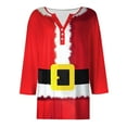 thumbnail image 4 of larppty Christmas Shirts for Women 3/4 Length Sleeve Henley Neck Tops Fall Trendy 2025 Funny Graphic Tshirts Xmas Clothes (Red, L), 4 of 5