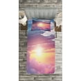 thumbnail image 3 of Ambesonne Sun Quilted Bedspread Set 2 Pcs, Surreal Sky Fluffy Clouds, Twin Size, Pale Pink Pale Blue, 3 of 3