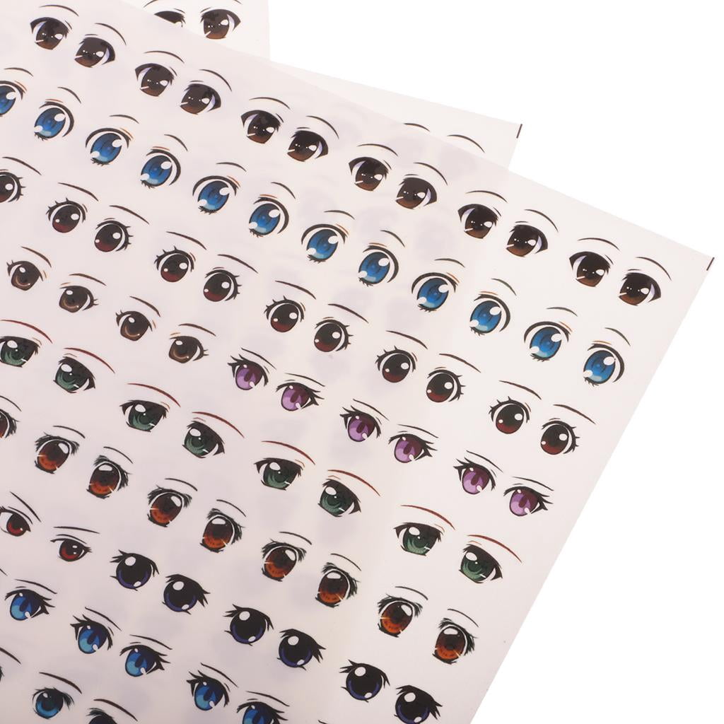 Milageto 5x 5 Sets Cartoon Eyes Stickers Origami Scrapbooking for Doll Clay Craft Making