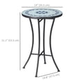 thumbnail image 2 of Mosaic Patio Table, Round Coffee Table with Metal Frame, Garden Furniture for Outdoor, Poolside, Blue, 2 of 7