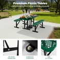 thumbnail image 4 of AwayHome 4FT Metal Patio Picnic Tables with Umbrella Hole Thermoplastic Coated Commercial Rectangular Picnic Table, Surface Mounted, Green, 4 of 7