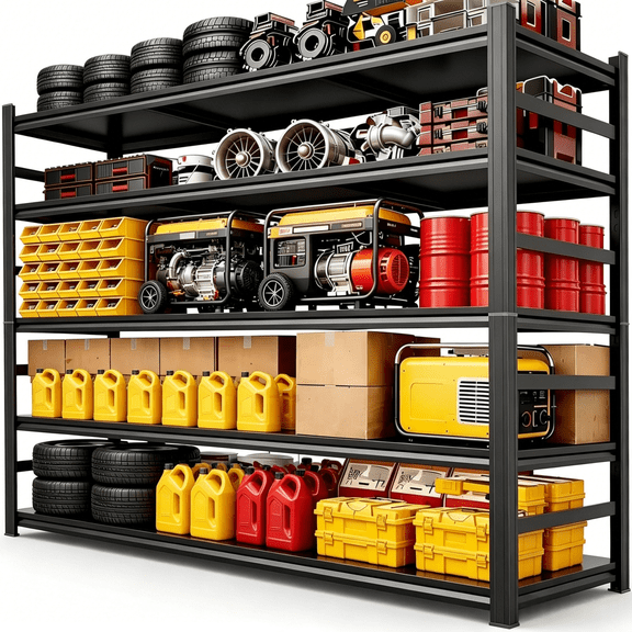48" W Garage Shelving Heavy Duty Metal Shelves 5 Tier Adjustable Shelf Unit 3000 lbs Capacity Storage Stand Organizer for Warehouse and Basement,Black,87.9" H