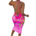 thumbnail image 4 of Pompotops Robe Mode Femme Imprimé Col Rond Résille Sexy Longue Robe, 4 of 8