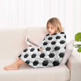 thumbnail image 4 of Black White Soccer Pattern Blanket Hoodies for Kids 6-13YR Oversize Wearable Blanket Hoodies for Boys Girls Teens, 4 of 7