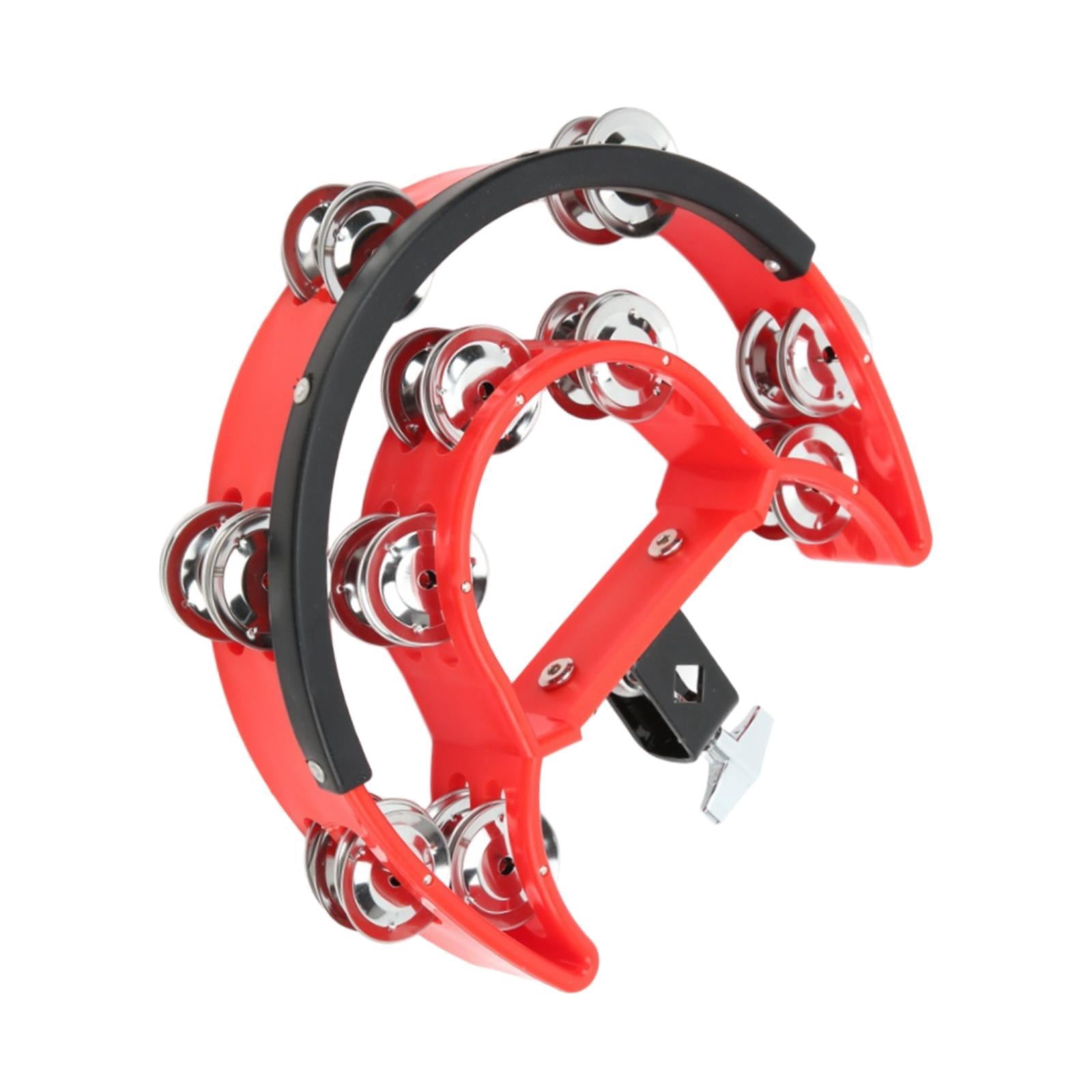 QccHieUs Hi Hat Tambourine Percussion Accessories Metal Shaker Mountable Double Row Bells