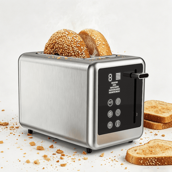 BEINILAI Toaster 2 Slice Touch Screen Toaster with 5 Bread Selection 7 Shade Setting 1.5 IN 304L Stainless Steel Toaster with Removable Crumb Tray