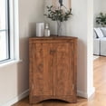thumbnail image 2 of Tcbosik Floor Corner Cabinet with Doors, Small Storage Cabinet with Adjustable Shelves, Home Space Saver for Living Room, Bathroom, Kitchen, Brown, 2 of 10