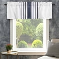 thumbnail image 4 of Blue Vertical Striped Farmhouse Short Window Curtain Valances, White Minimalist Modern Rod Pocket Kitchen Valances for Living Room Bedroom Bathroom Cafe 42" x 12", 4 of 8