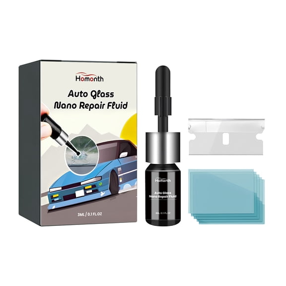 Hxlazmoo Car Windshield Repair Kit: 30mL Nano Glass Crack Repair Agent with UV Curing, Quick Fix for Chips & Cracks up to 1 Inch, Saves Windshield Replacement Costs