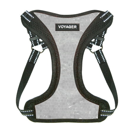 - Voyager by Best Pet Supplies - Highly Reflective Luminescent Step-In Dog Harness - Large, Gray