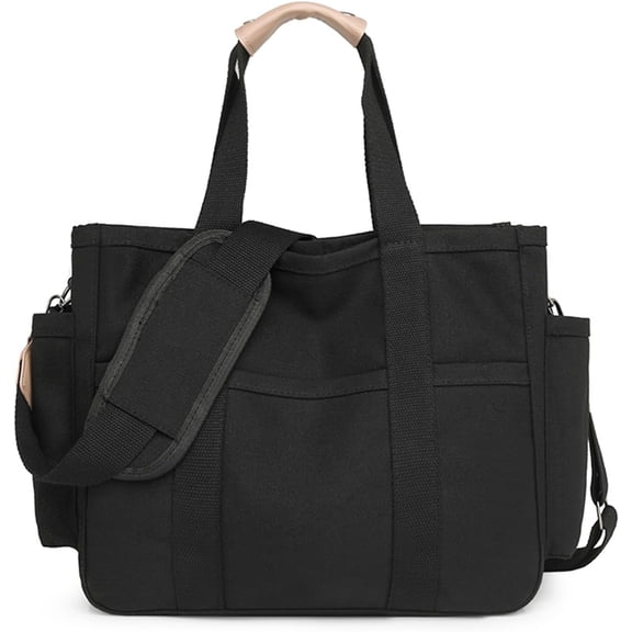 Canvas Crossbody Tote Bag with Multi Pockets for Women Work Large Handbags Bag Messenger Bag Travel Purse
