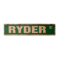 RYDER Vintage Aluminum Street Sign Childrens Name Room Metal Sign rustic metal tin | Indoor/Outdoor |  24" Wide