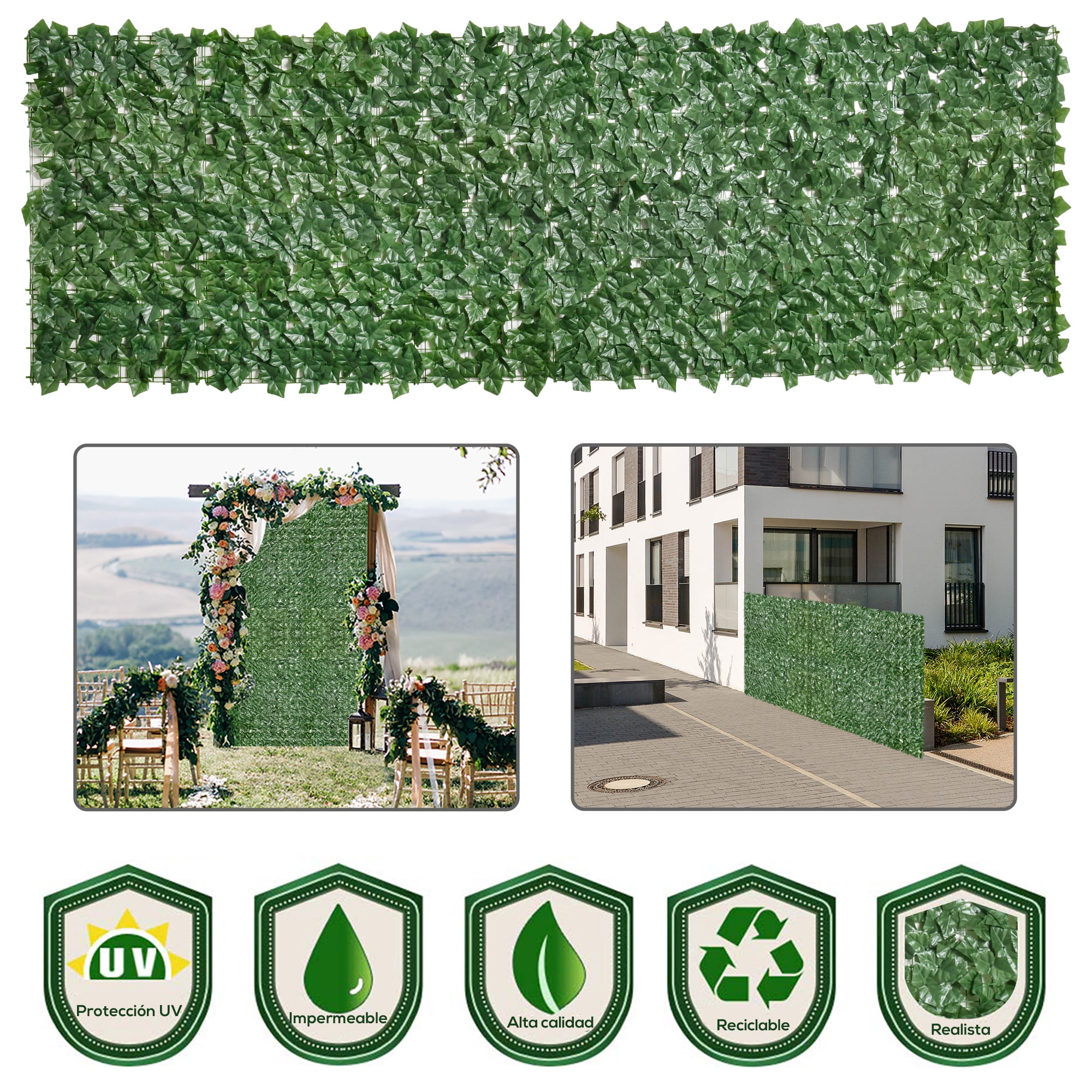 Artificial Grass Wall Panels, Dark Green Ivy Greenery Backdrop for Indoor Outdoor Garden Fence Backyard Privacy Decor