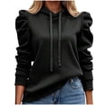 thumbnail image 2 of Fznquz Black Hoodie Women Puff Sleeve Plain Sweatshirt Casual Dressy Trendy Women's Fashion, 2 of 4