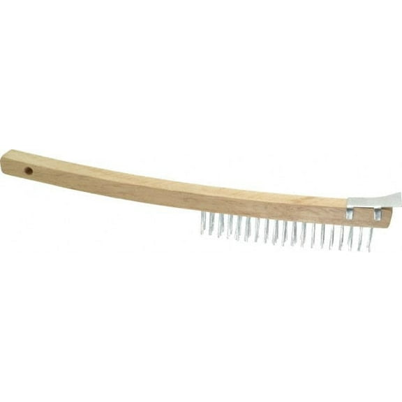 Value Collection - 3 Rows x 19 Columns Bent Handle Scratch Brush with Scraper - 6" Brush Width, 13-1/2" OAL, 1" Trim Length (50 Pack)