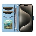 thumbnail image 3 of Crossbody Wallet Case for iPhone 12 Pro Max, Credit Card Slots Elegant PU Leather Magnetic Closure Shoulder Strap Purse Phone Case Flip Kickstand Full Body Protection Cover for Women Girls, Blue, 3 of 13