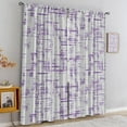 thumbnail image 4 of Indigo Eggplant Purple Stripe Blackout Curtains & Drapes, Retro Vintage 60s 70s Large Pinch Pleated Curtains, Wind Blocking and Light Blocking Window Shades for Living Room Bedroom-W42xL63in, 4 of 6