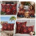 thumbnail image 5 of Red Boho Floral Outdoor Waterproof Pillow Covers, Vintage Southwestern Ethnic Tribe Botanical Decorative Square Throw Pillowcase Sofa Cushion Sham for Patio/Couch/Chair, 26"x26" 2 Pack, 5 of 8