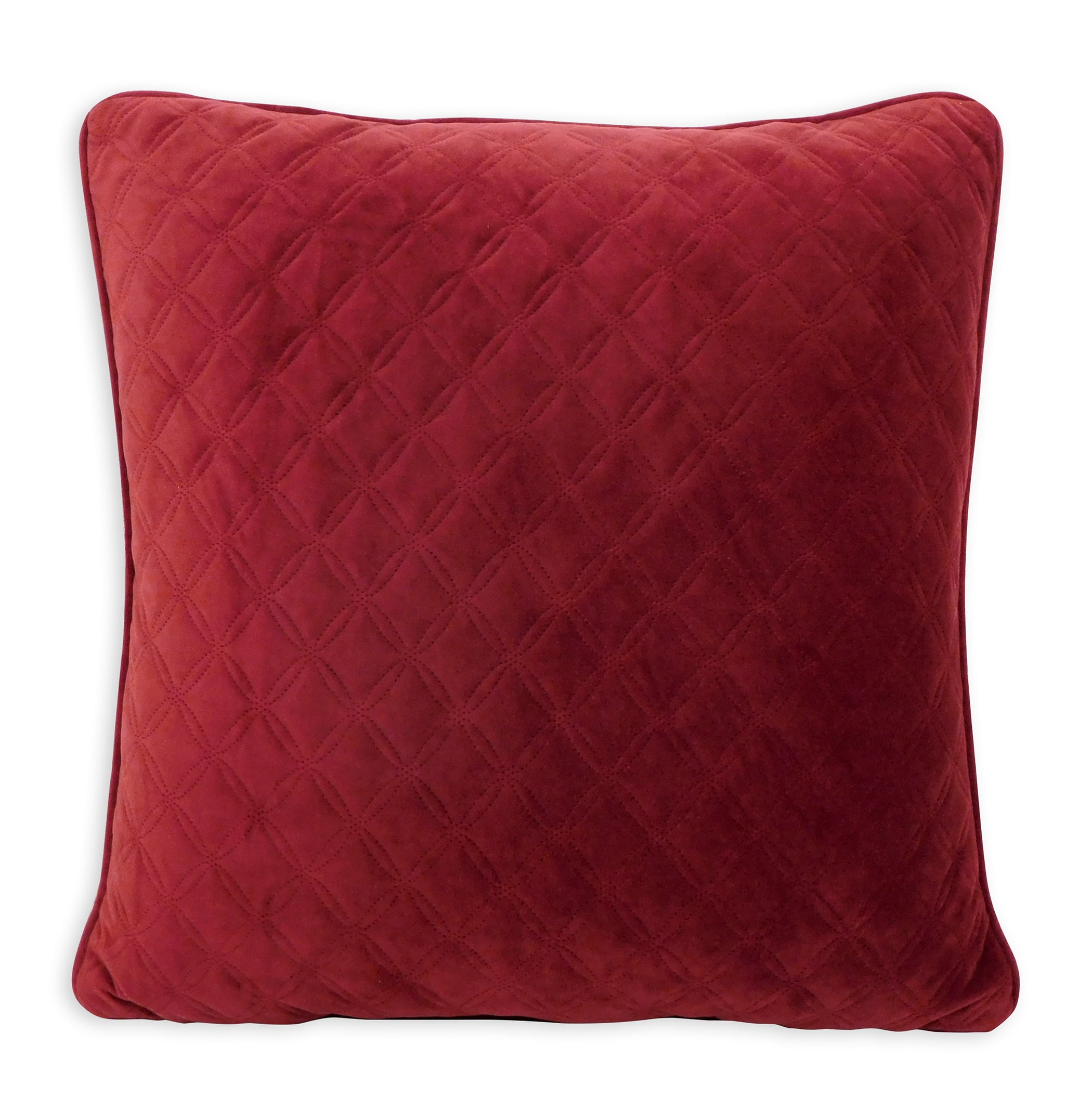 Better Homes & Gardens Quilted Velvet Decorative Throw Pillow, 19" x 19", 2 Pack, Red
