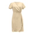 thumbnail image 4 of JIAYUE Women's Dress Short Sleeve Above Knee Casual V Neck Everyday Comfortable Summer Spring Pure Color Flowy With Leggings Trendy Female Dresses, 4 of 4