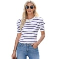 thumbnail image 2 of Women's Trendy Puff Sleeve Knit Top - Casual Tee Shirt Blouse, 2 of 11