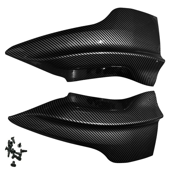 Ikon Motorsports Front Bumper Lip Splitter Winglets Compatible With 2020-2024 Tesla Model Y, 2PCS Front Bumper Lip Bodykit Splitter Canard Protector PP Gloss Black Carbon Fiber Print