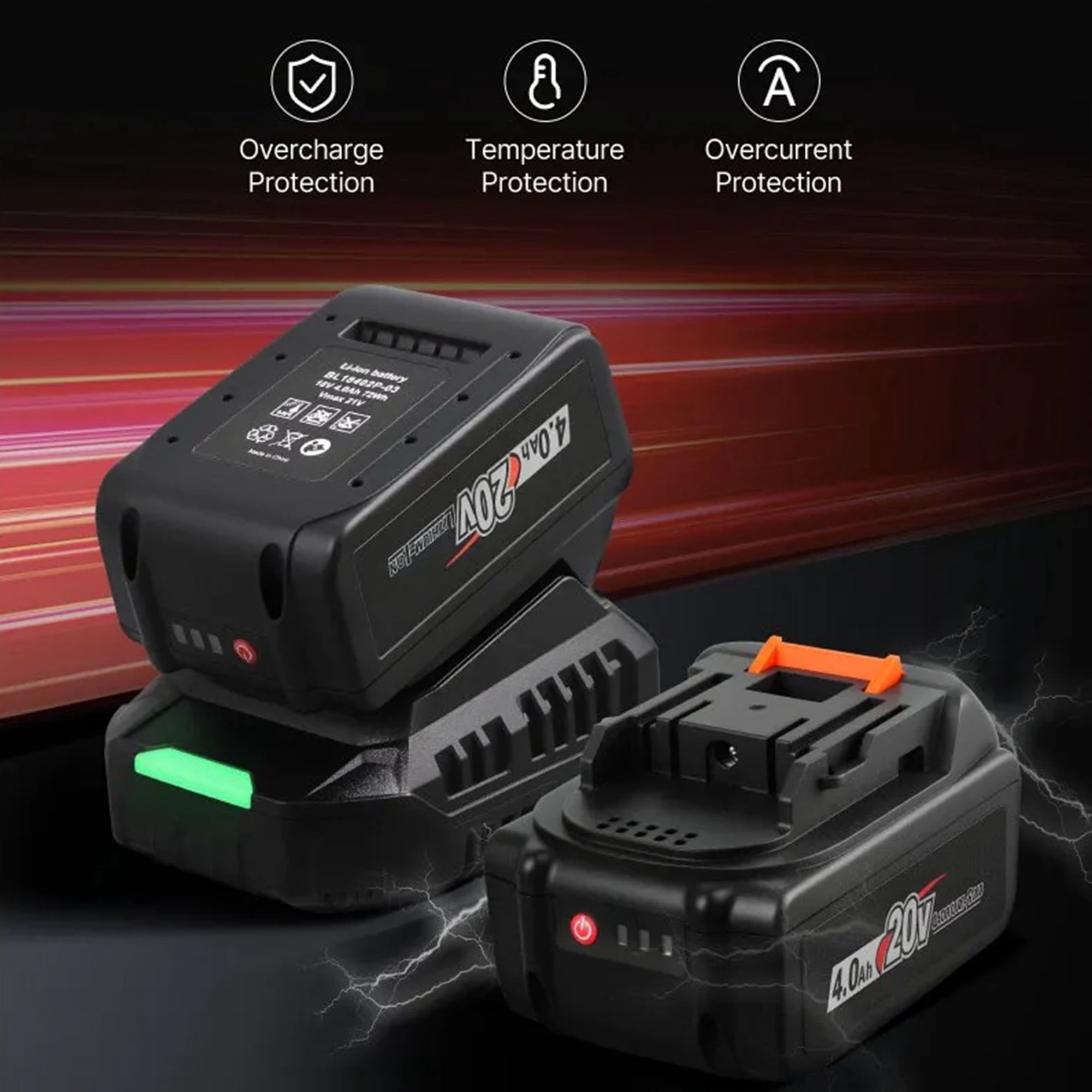 20V Cordless Impact Wrench 1/2", 1300Nm High Torque Brushless Motor, 2×4Ah Batteries, Charger, 5 Sockets, Belt Clip