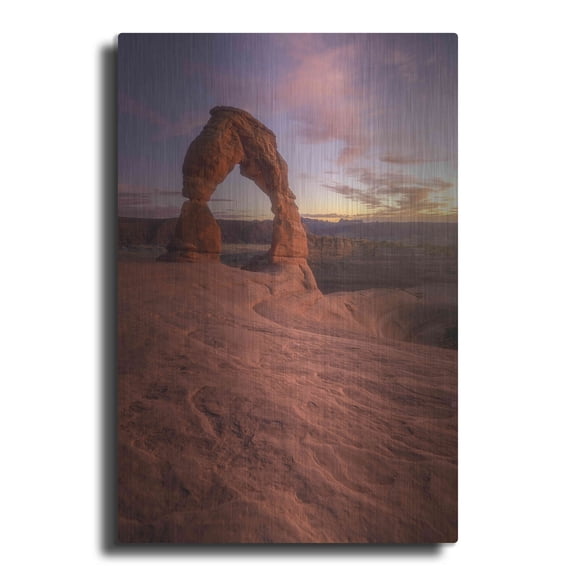 Luxe Metal Art 'Lonesome Sunset - Arches National Park' by Darren White, Metal Wall Art, 16"x24"