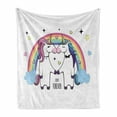 thumbnail image 1 of Rainbow Soft Flannel Fleece Throw Blanket, Love Forever Typography Unicorns Plain Background, Cozy Plush for Indoor and Outdoor Use, 70" x 90", Multicolor, by Ambesonne, 1 of 5