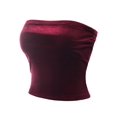 thumbnail image 3 of MixMatchy Women's Solid Synthetic Velvet Ruched Side Stretchy Tube Top, 3 of 4