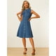 thumbnail image 4 of Vestido de mezclilla para mujer Vestido midi de jean desgastado sin mangas Azul XS, 4 of 6