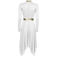 thumbnail image 4 of Hansber Robe de Louange Métallique pour Femmes à Manches Longues, Ourlet Irrégulier, Tunique, Costume de Performance, Blanc, m, 4 of 4